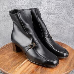 Vintage Selby Women's 10 M Black Leather Zippered Boots Size 10 M